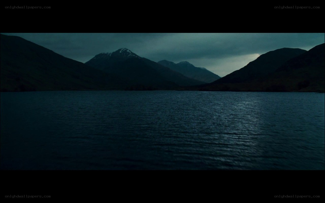 dark lake at dusk
