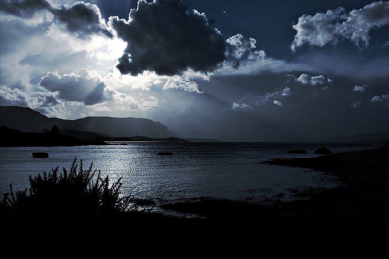 Dark Lake at Dusk — Blue