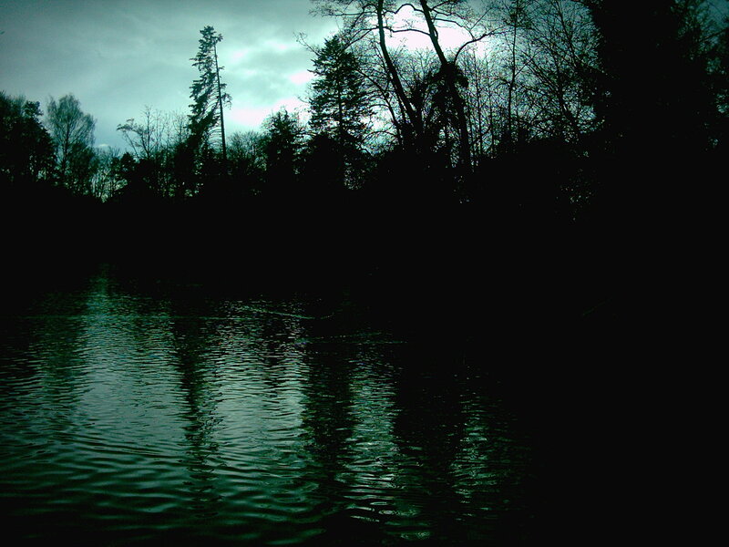 Dark lake at dusk
