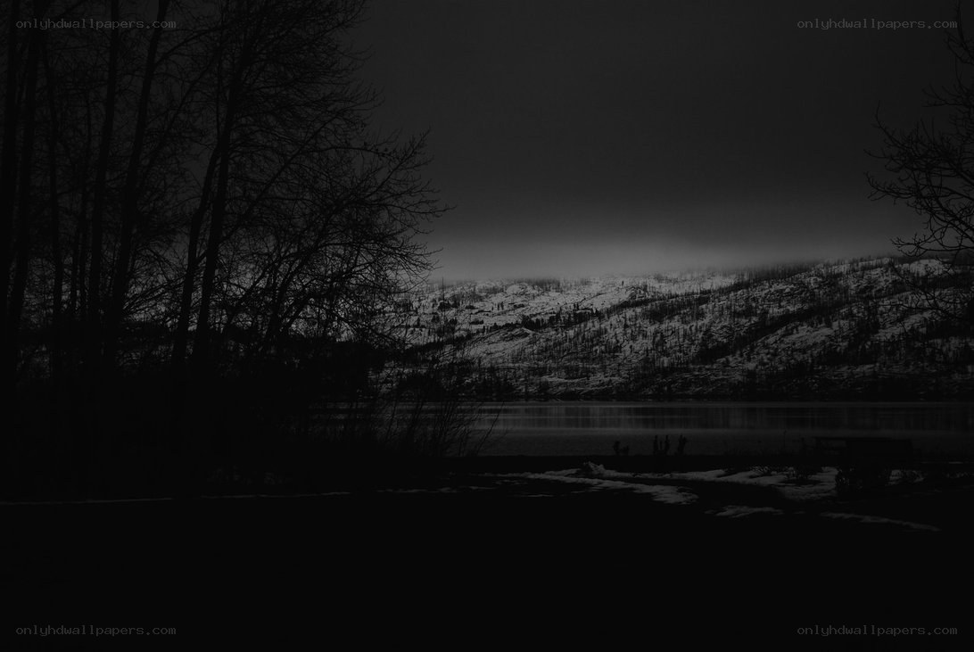 Dark lake at night