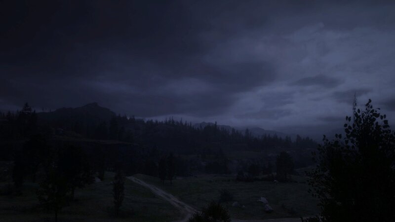 Dark Landscape at Night — Black