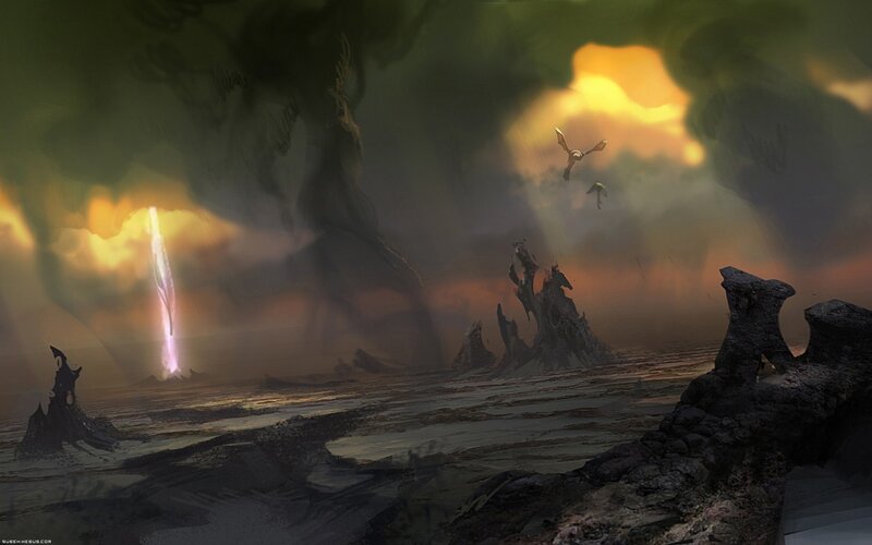 Dark Landscape with Flying Creatures
