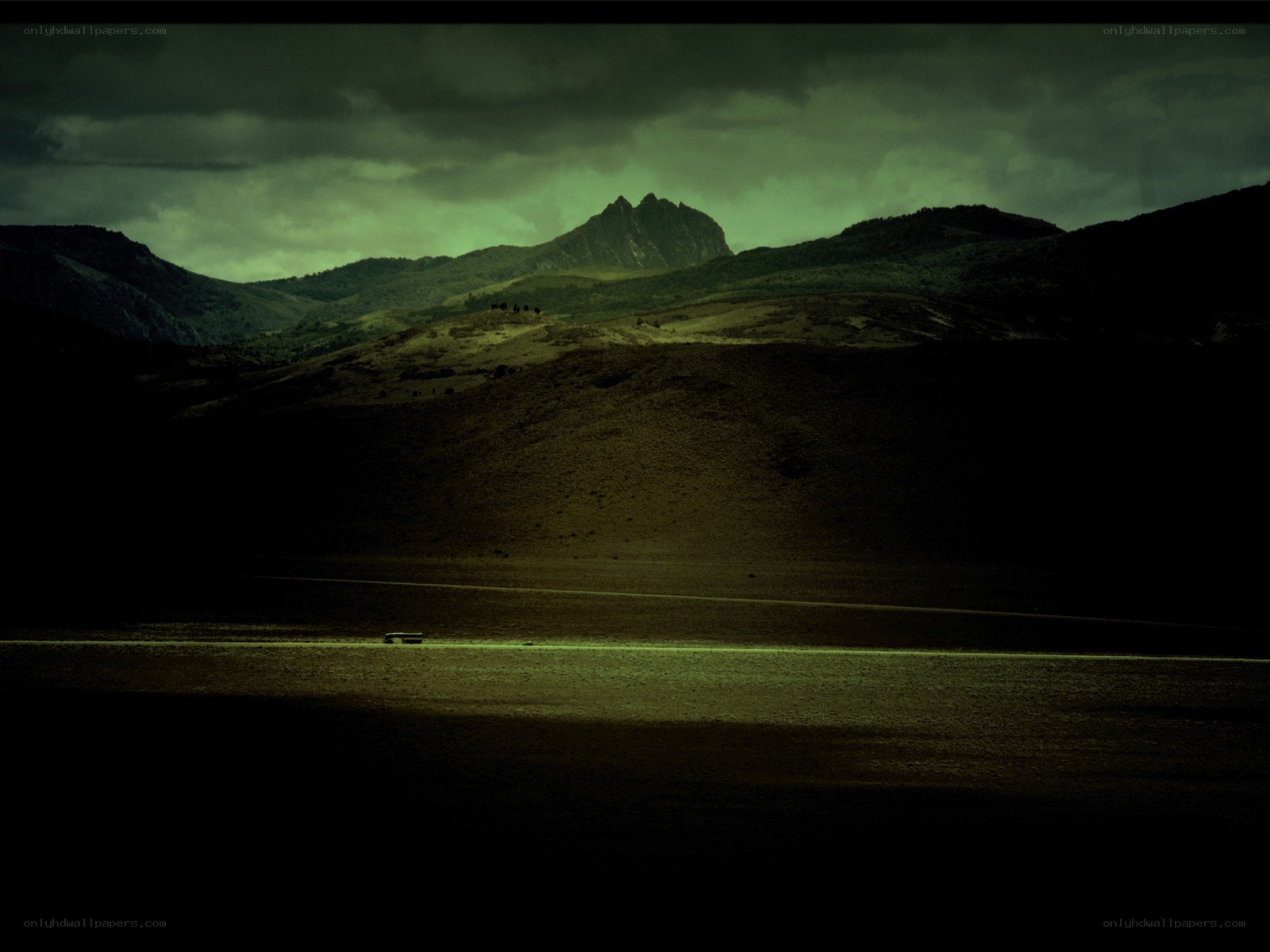 Dark landscape with mountain