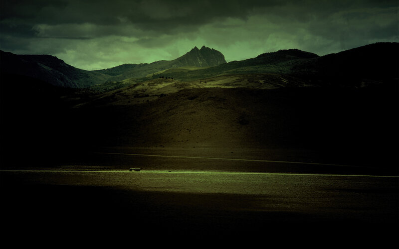 Dark landscape with mountain