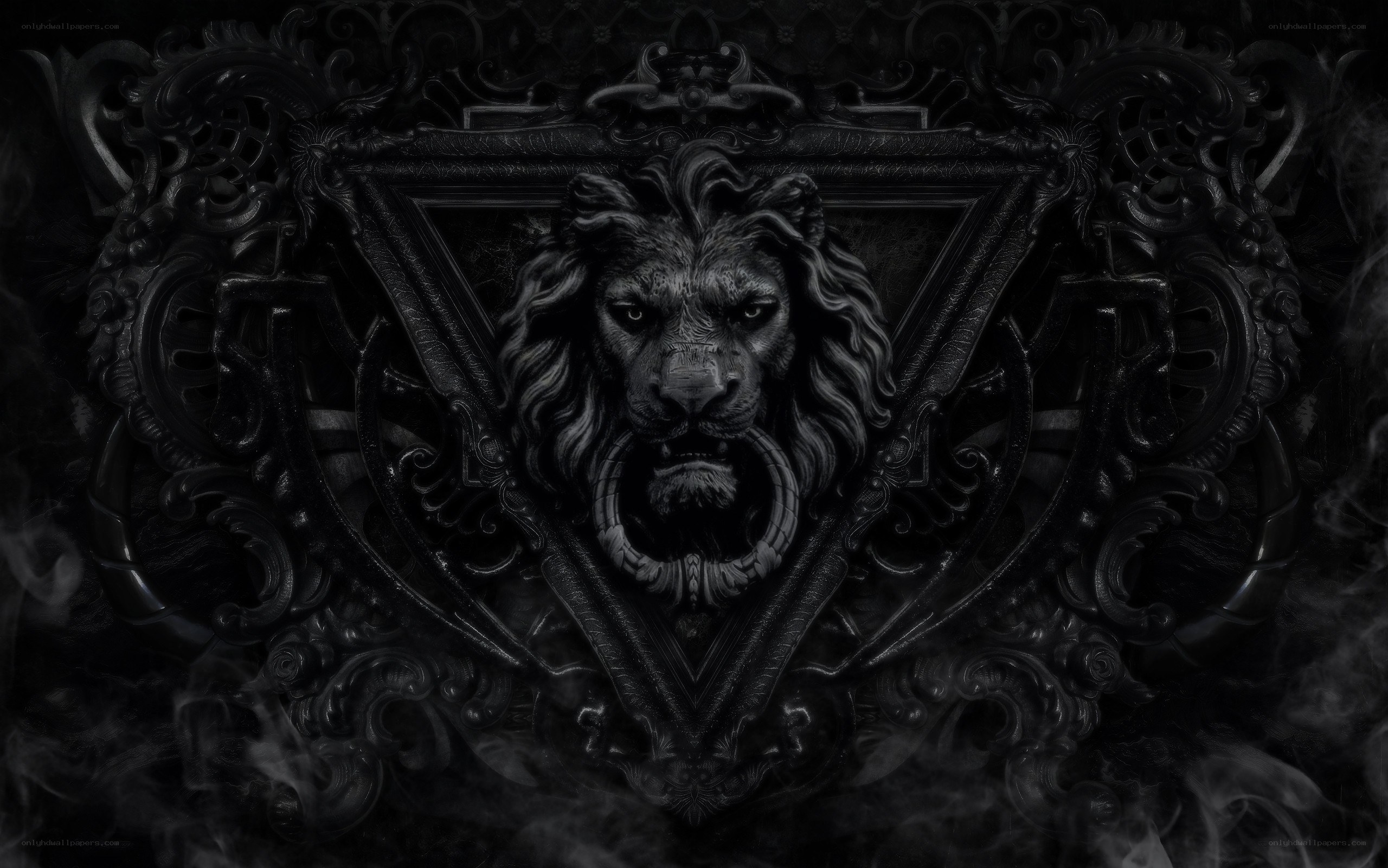 dark lion emblem with smoke