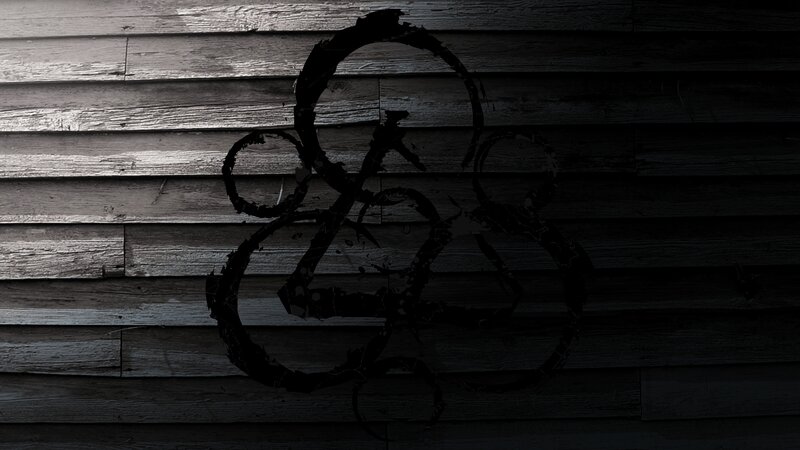 dark logo on wooden wall