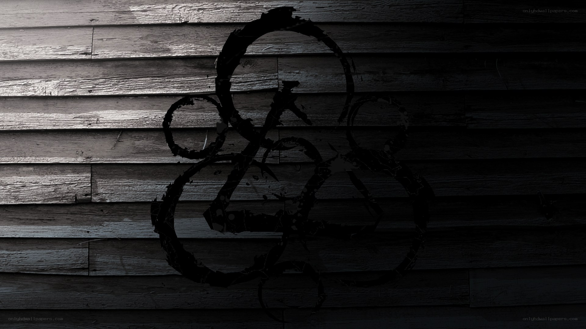 dark logo on wooden wall