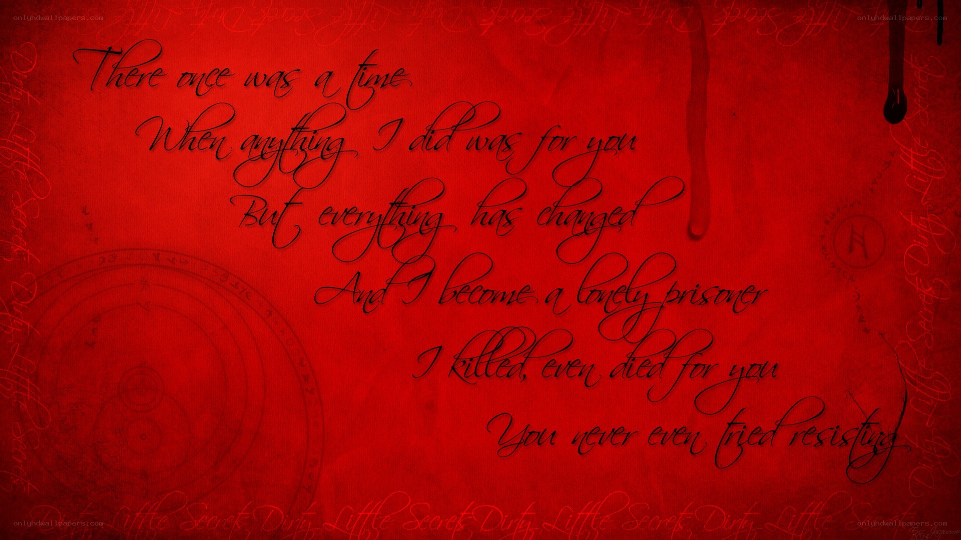 dark lyrics on red background