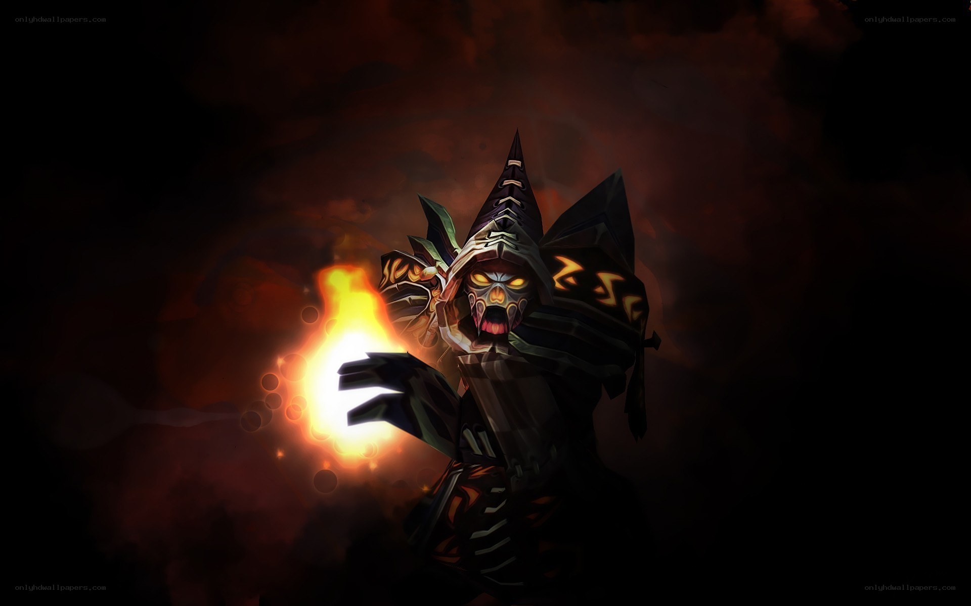 dark mage casting fire spell