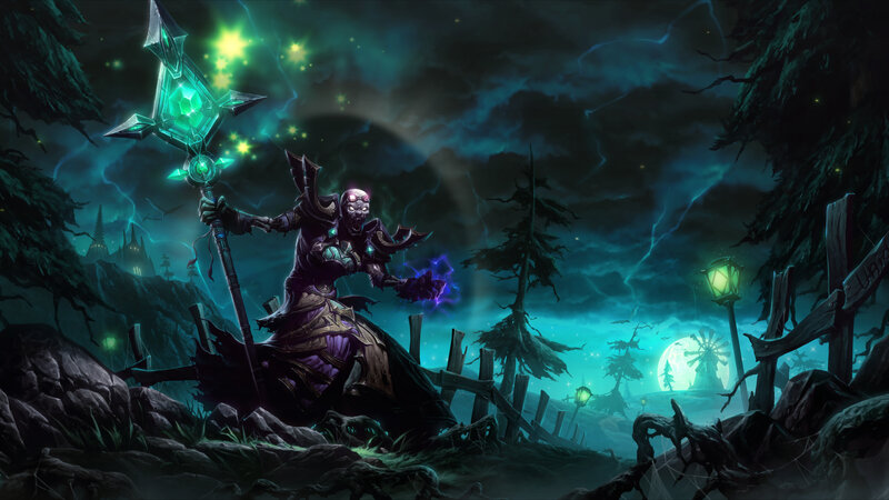 Dark mage in a haunted forest