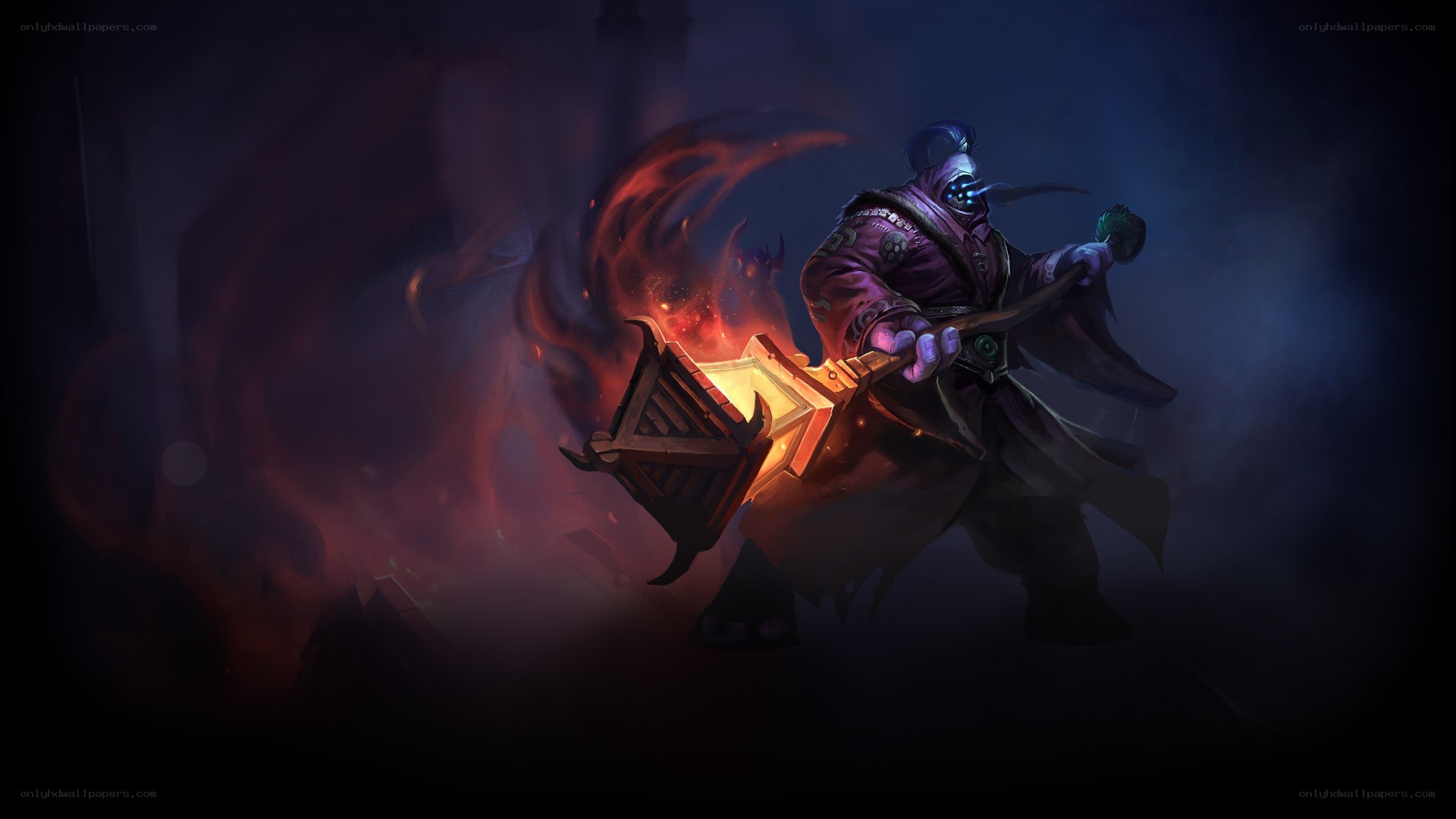 dark mage with flaming staff