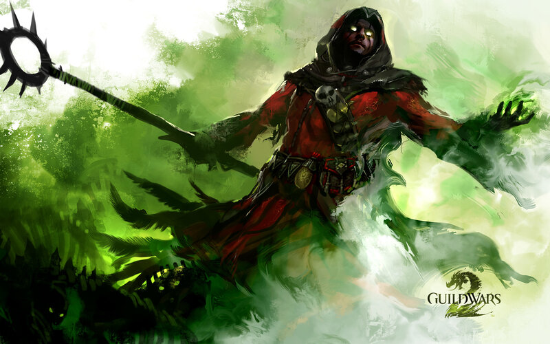 Dark mage with green energy