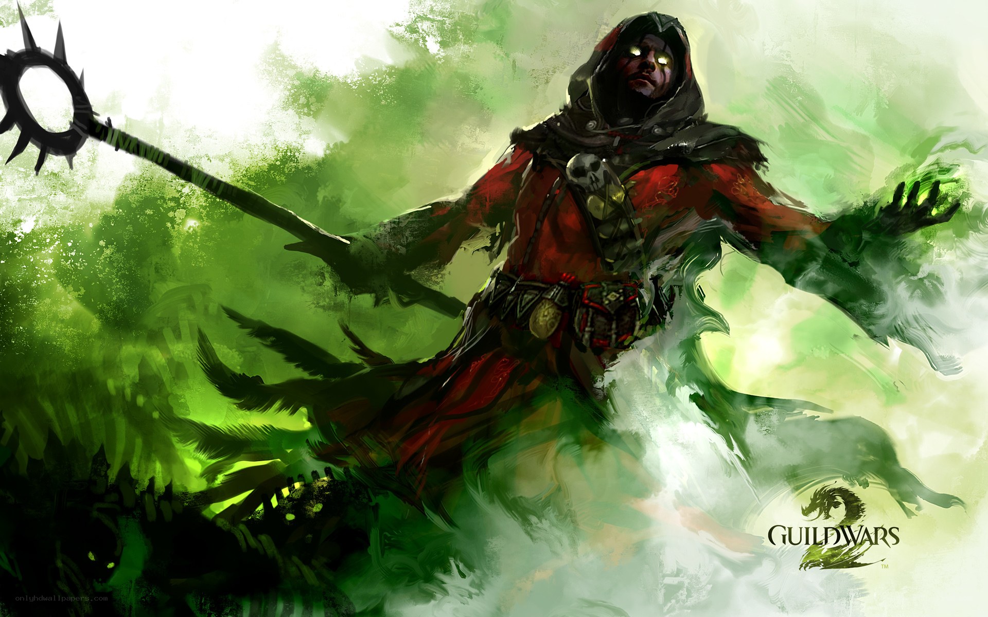 Dark mage with green energy