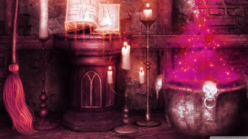 Dark magic potion brewing
