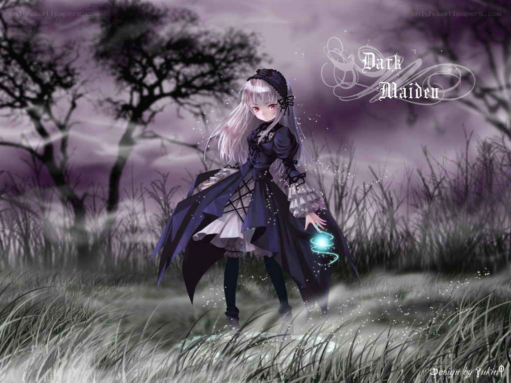 Dark Maiden in a Moonlit Field