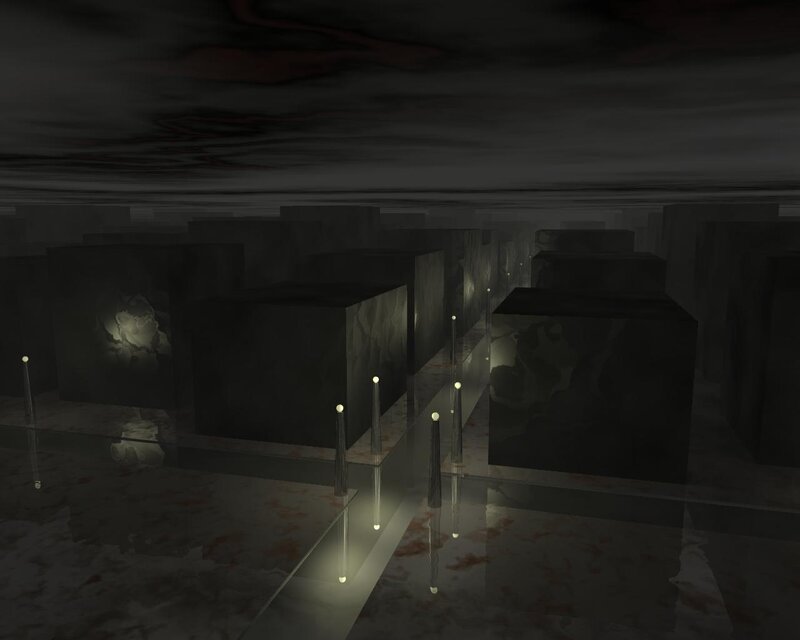 dark maze with glowing lights