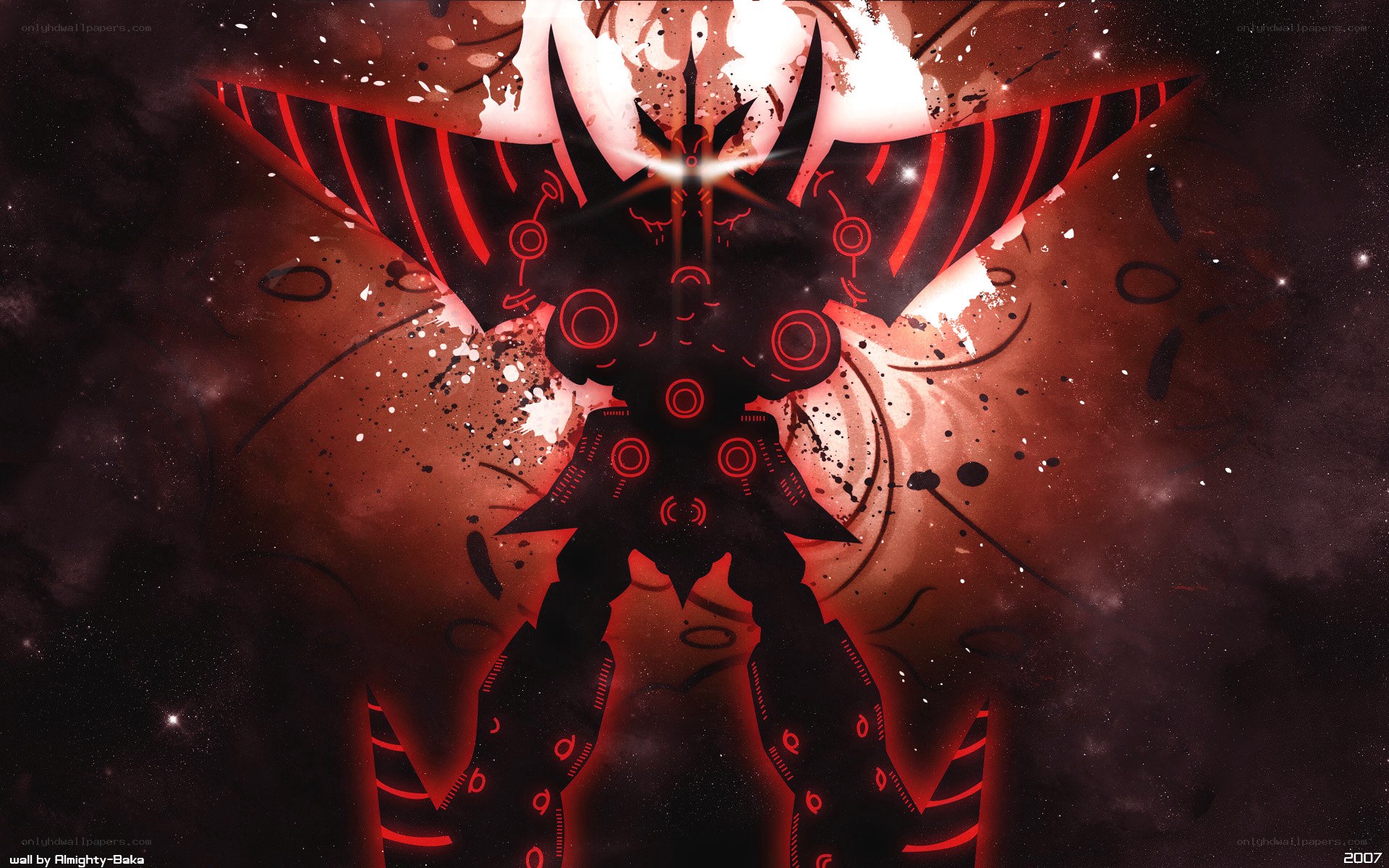 dark mecha with red wings