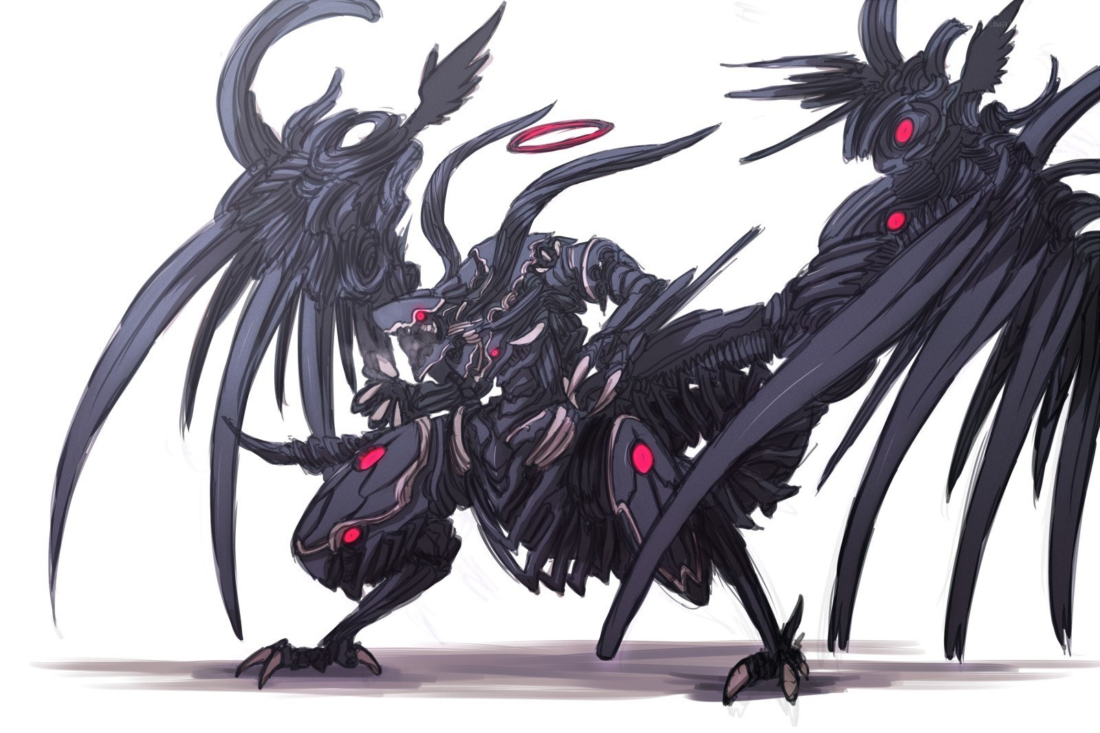 dark mechanical angel creature