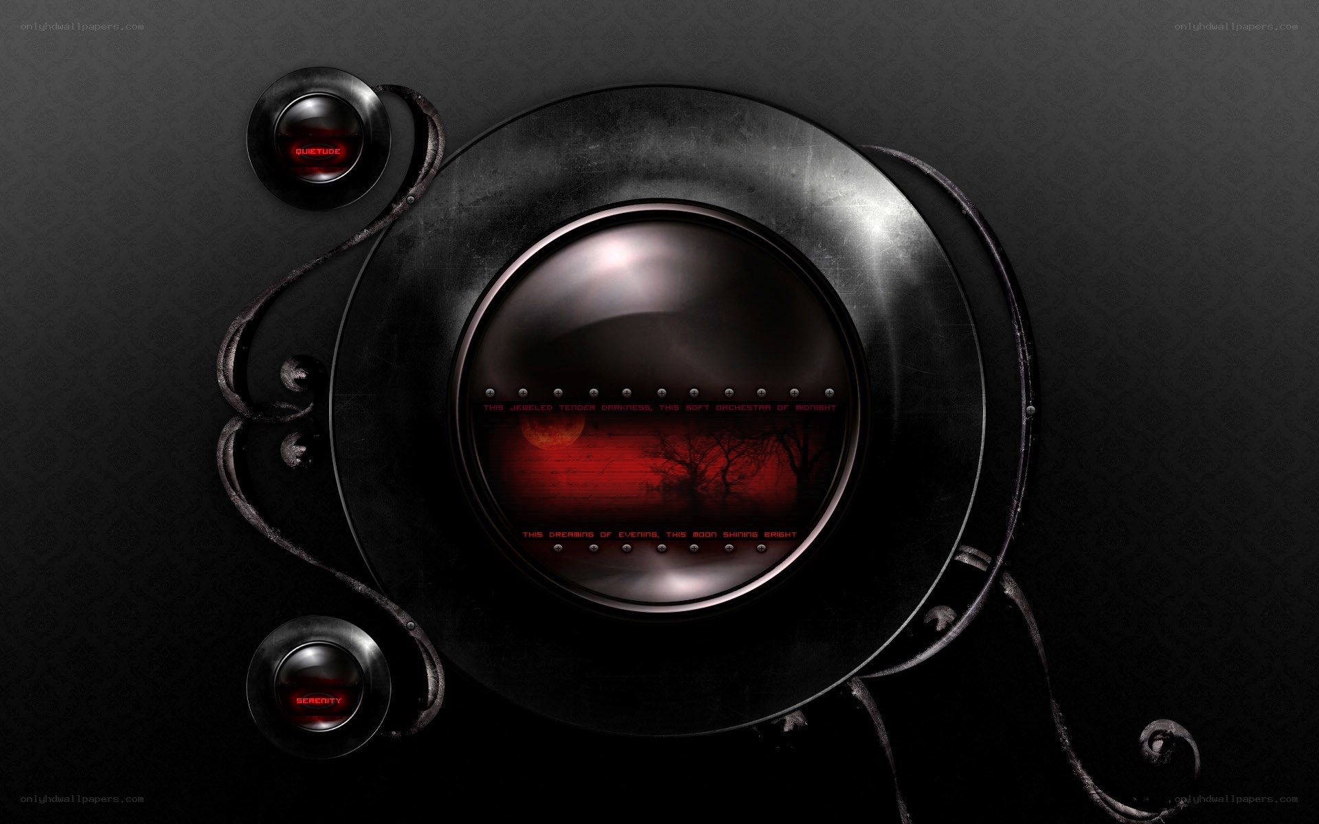 dark mechanical design with red glow