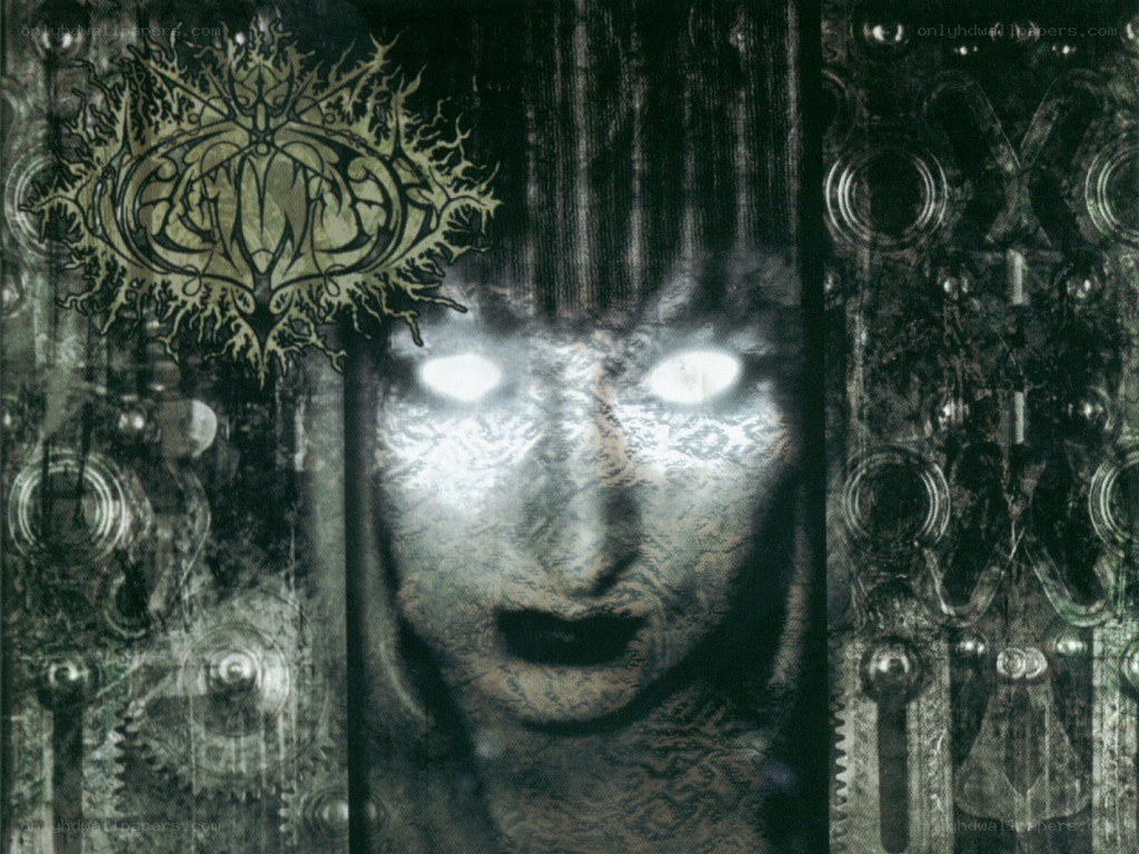 dark mechanical face with glowing eyes
