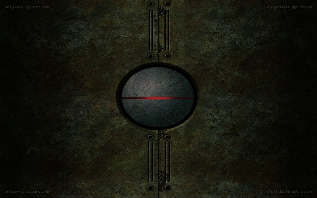 dark metal door with red light
