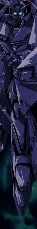 dark mobile suit in space