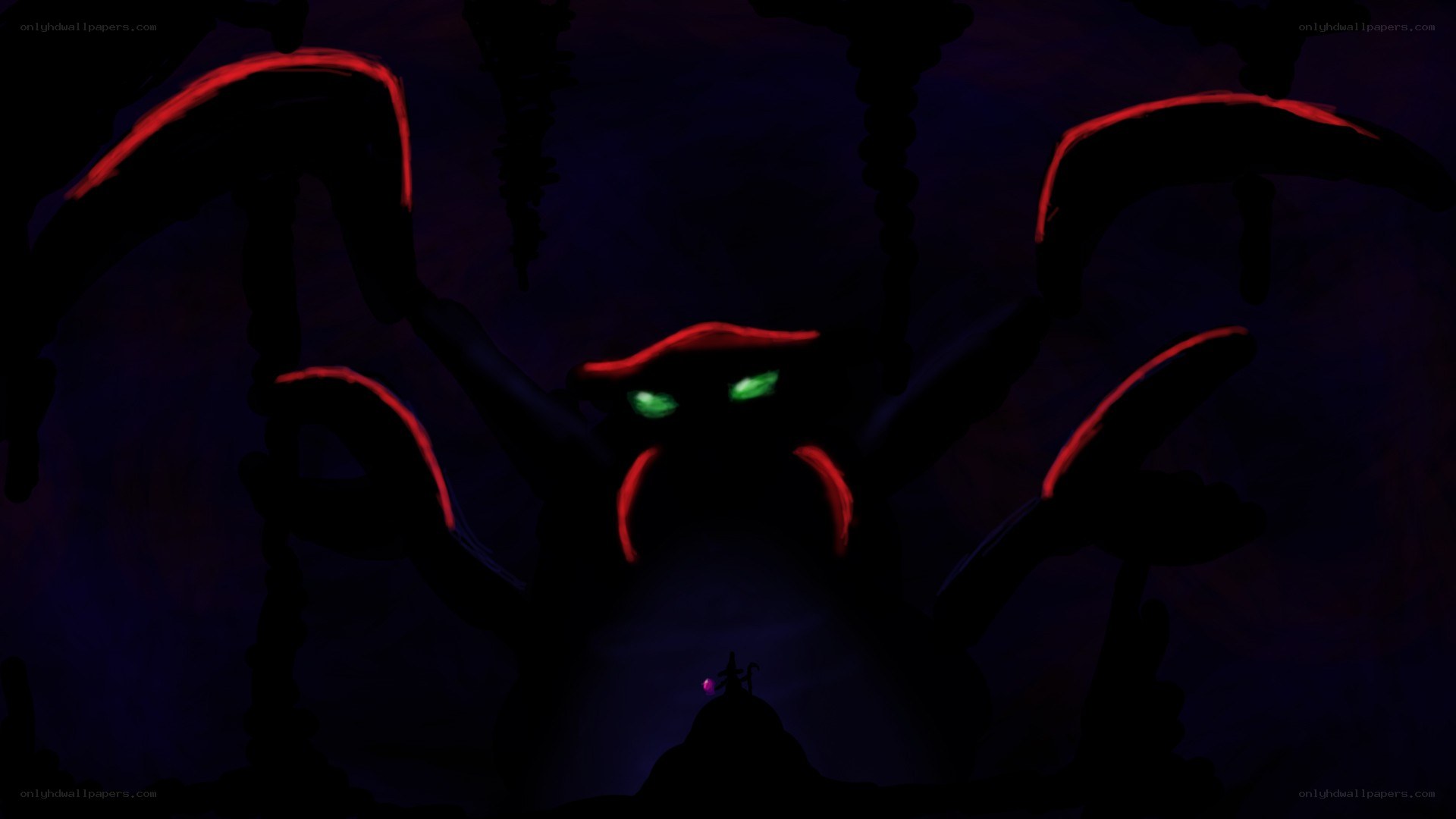 dark monster with glowing eyes