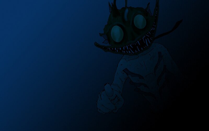 dark monster with glowing eyes