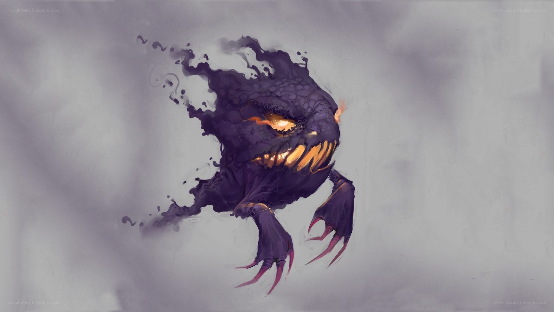 dark monster with glowing eyes