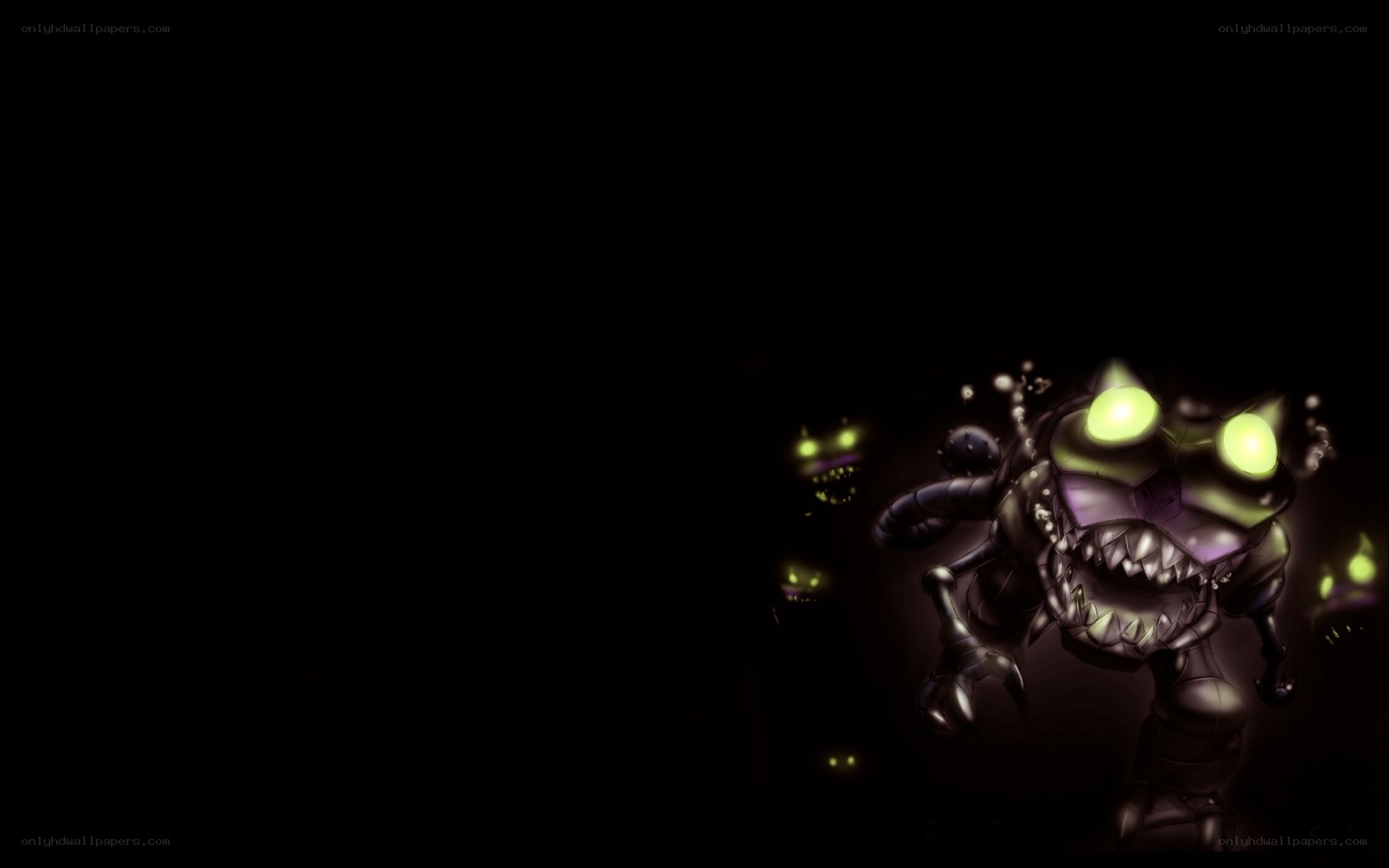 dark monster with glowing eyes