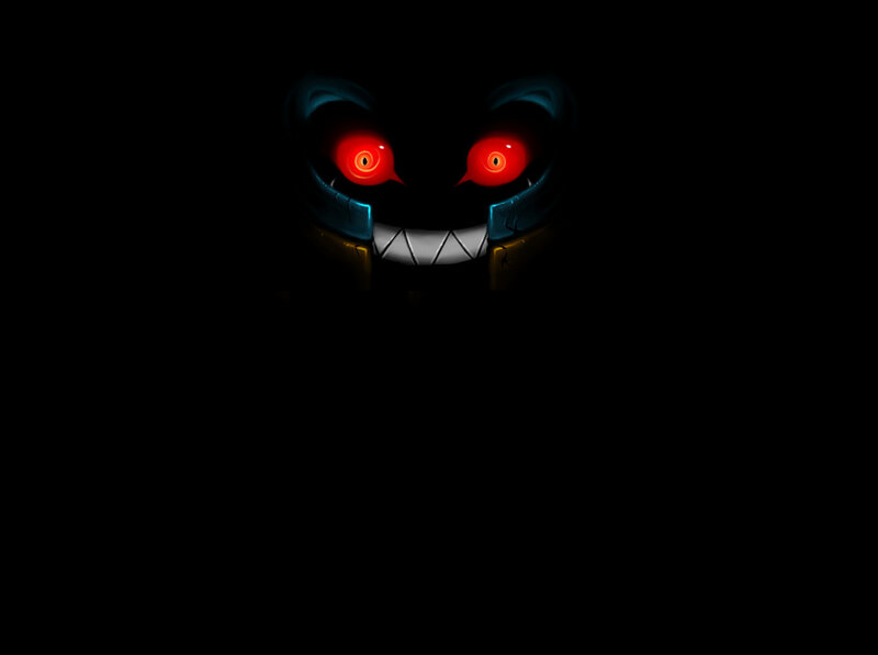 dark monster with glowing eyes