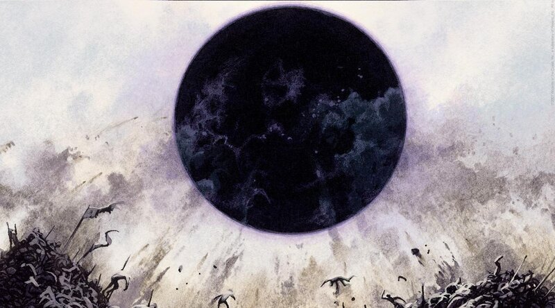 Dark moon over battlefield