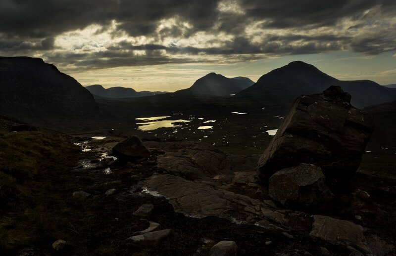 Dark mountains at dusk