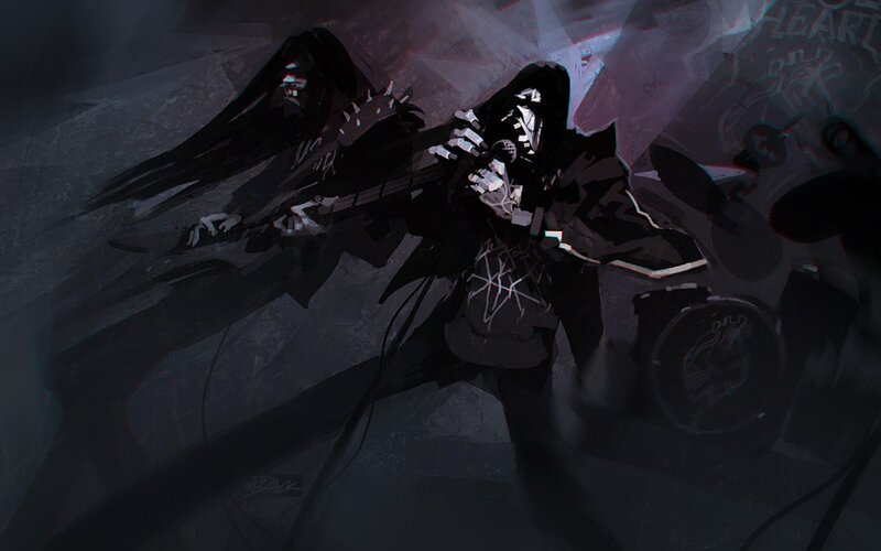 dark musician with guitar