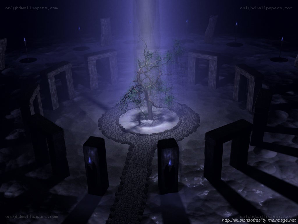 dark mystical circle with tree