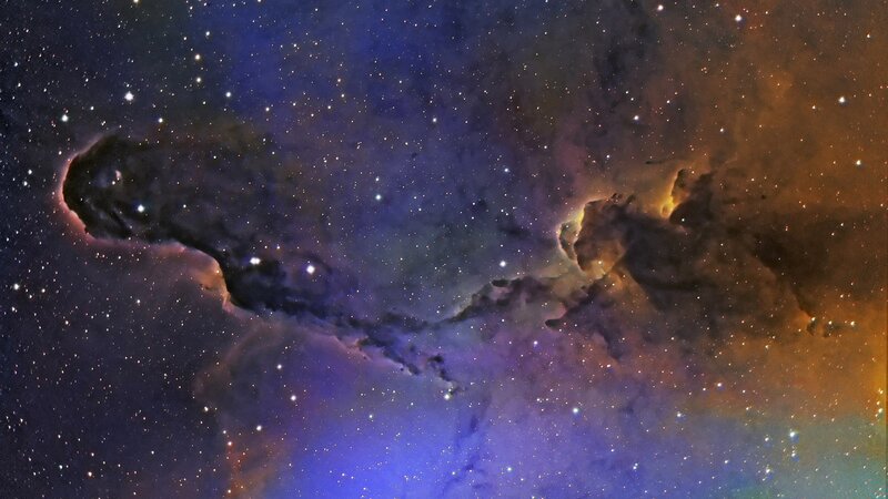 Dark Nebula in Space — Blue, Cosmic, Night, Photograph, Stars, Gas Clouds