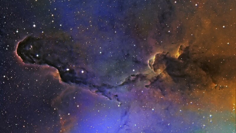Dark Nebula in Space — Blue, Cosmic, Photograph, Stars