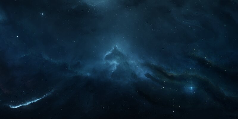 Dark Nebula in Space — Blue, Mysterious, Night