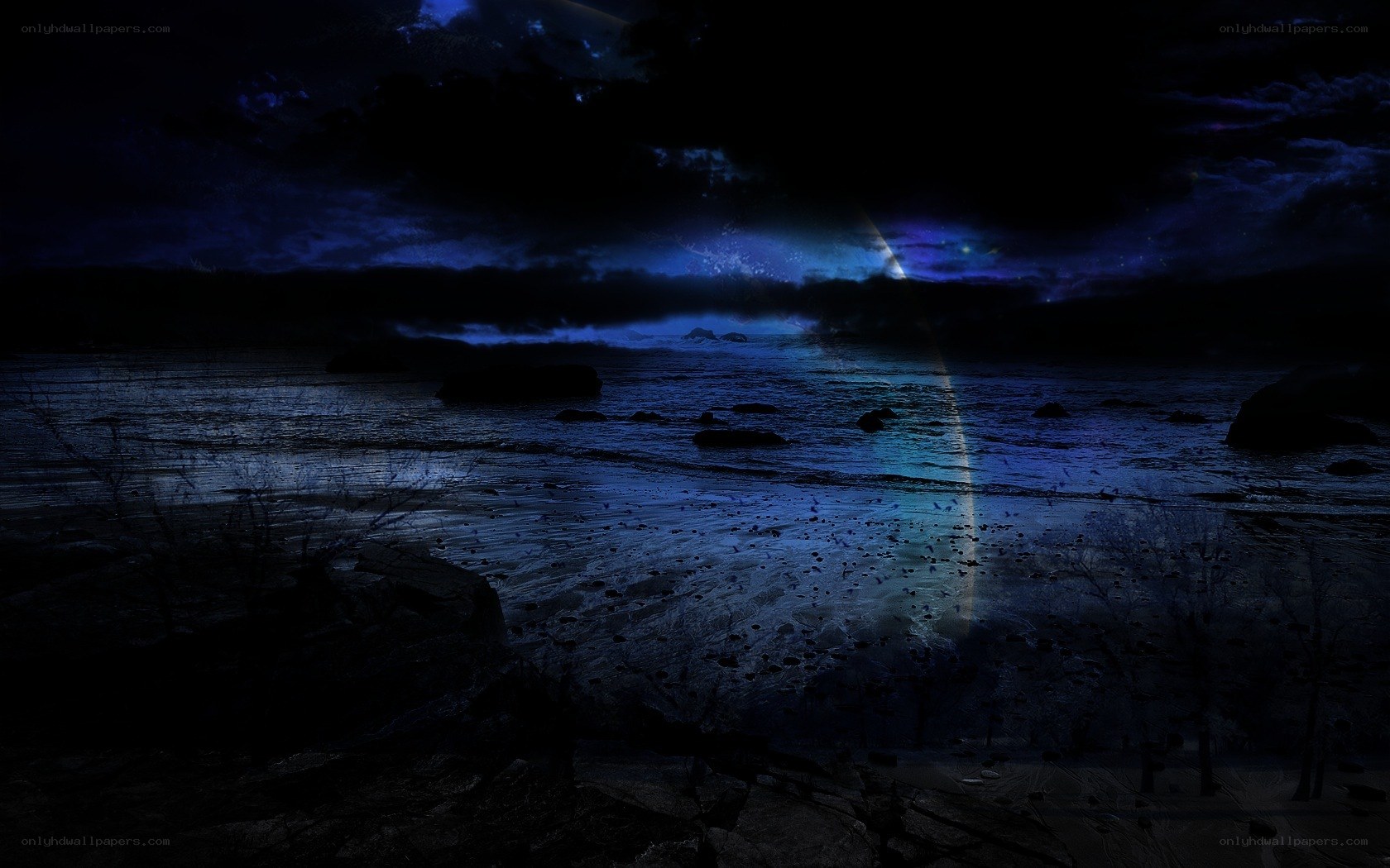 Dark night over the sea