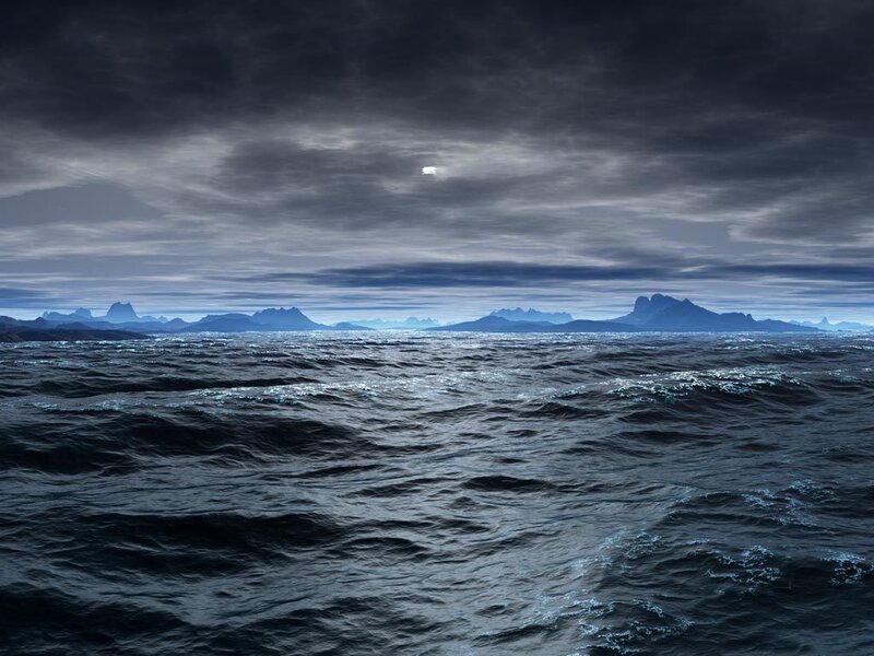 dark ocean at night