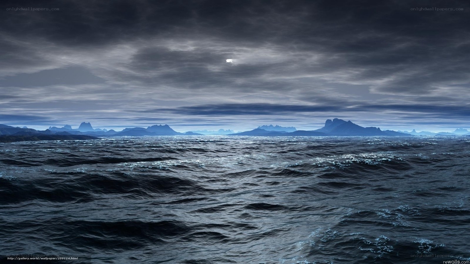 Dark ocean at night