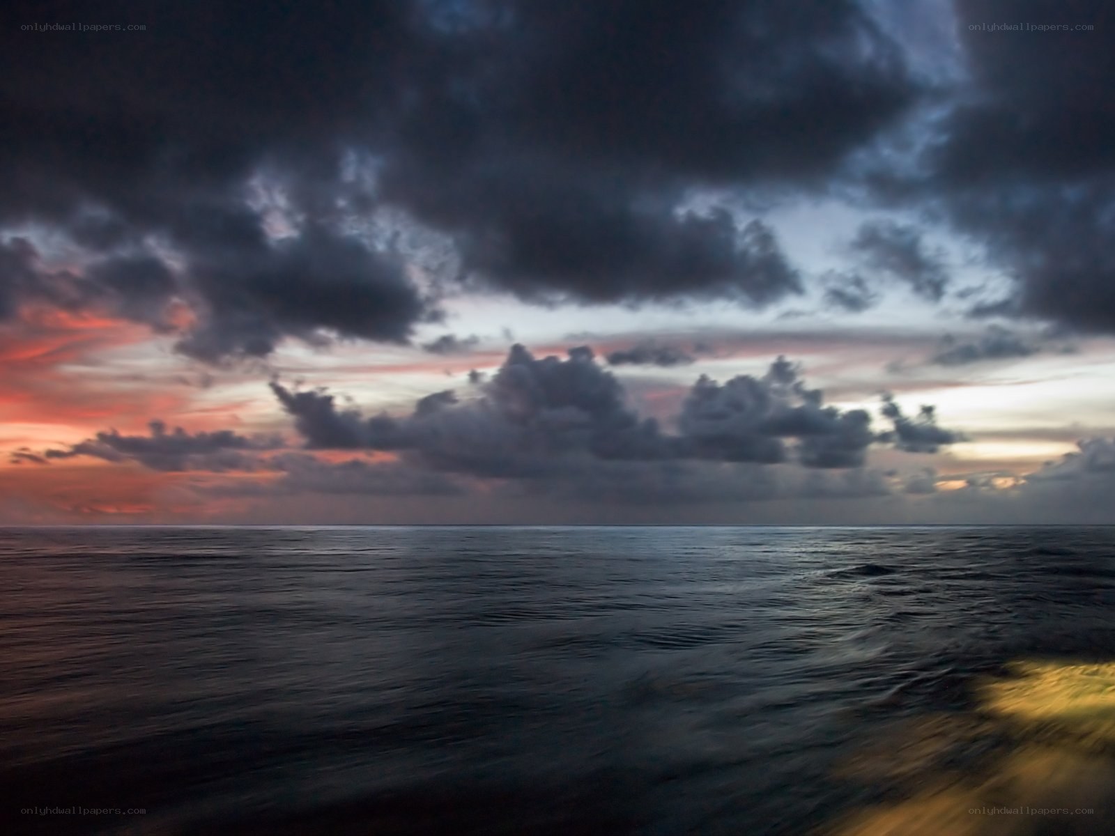 Dark ocean at sunset