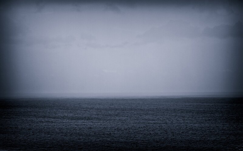 Dark Ocean under Cloudy Sky — Gray, Dreary