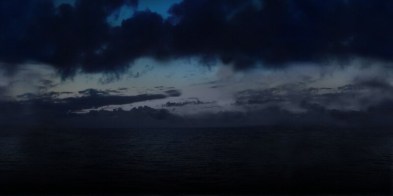Dark Ocean under Stormy Sky — Black, Dramatic
