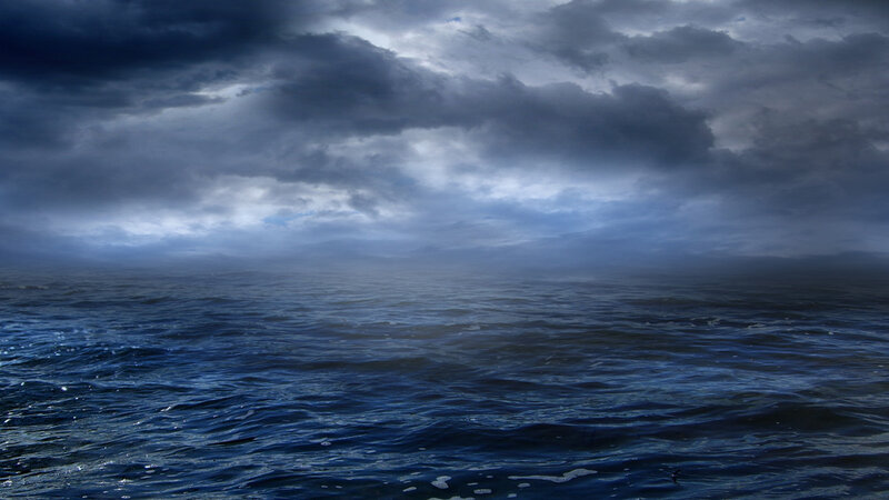 Dark Ocean under Stormy Sky — Blue, Dramatic