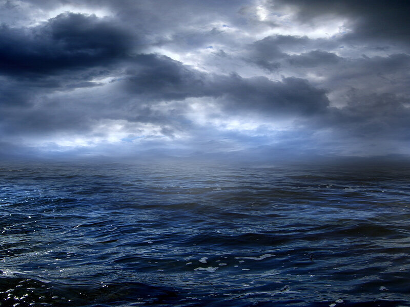 Dark Ocean under Stormy Sky — Blue