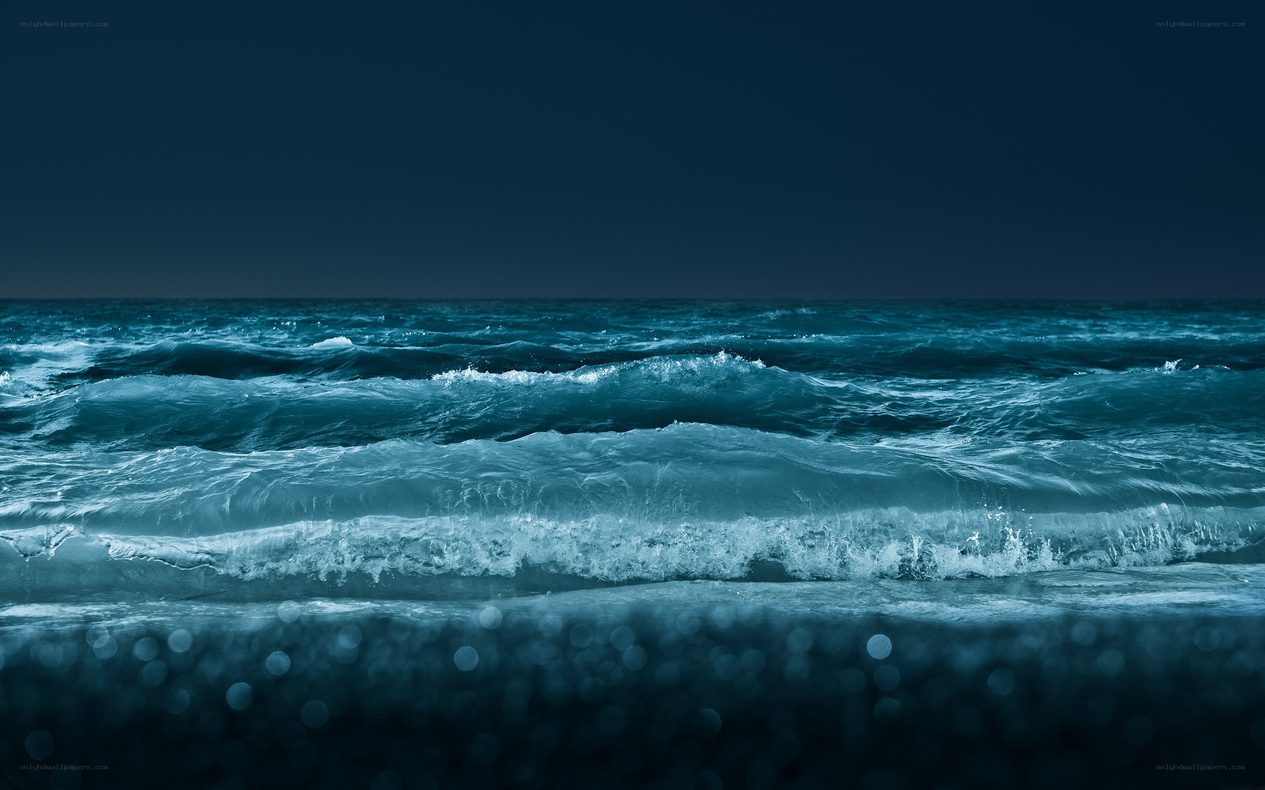 dark ocean waves at night
