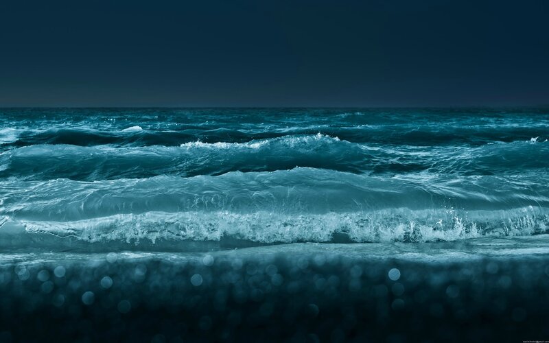 dark ocean waves at night