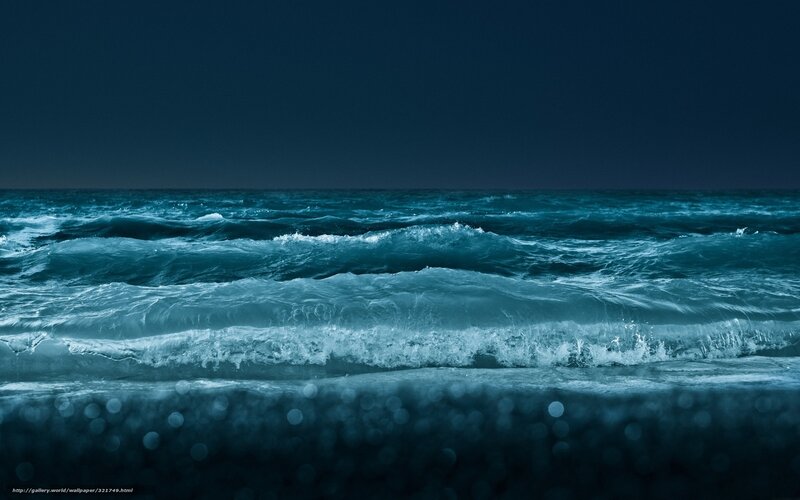 Dark ocean waves at night