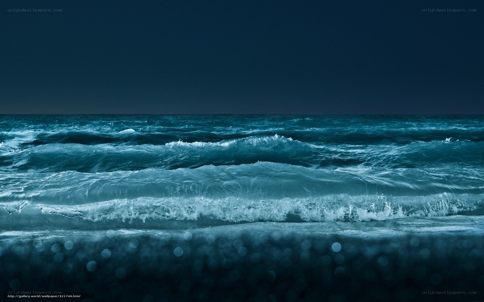 Dark ocean waves at night